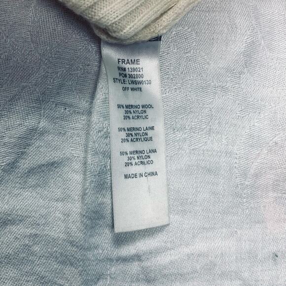 FRAME Off White Cable Knit Merino Wool Boxy Cropped Fishermans Sweater Size XS - Picture 6 of 7